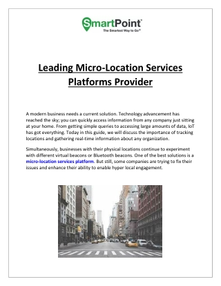 Leading Micro Location Services Platforms Provider