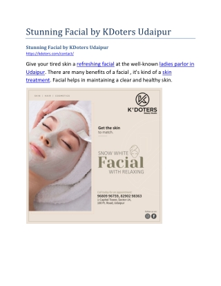 Stunning Facial by KDoters Udaipur