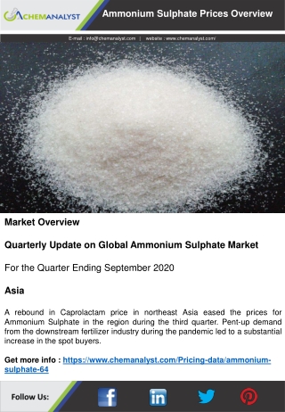 Ammonium Sulphate (AS) Prices, News, Supply and Demand | ChemAnalyst