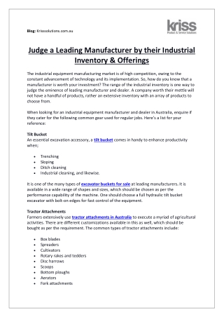 Judge a Leading Manufacturer by their Industrial Inventory & Offerings