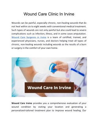 Wound Care Clinic In Irvine