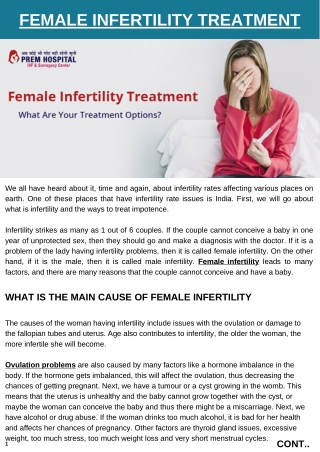 Female Infertility Treatment – What Are Your Options