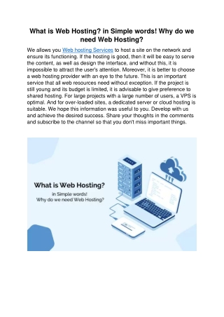 What is Web Hosting? in Simple words! Why do we need Web Hosting?