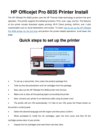 HP Officejet Pro 8035 Printer Install