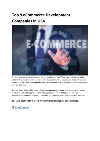 Top 9 eCommerce Development Companies In USA