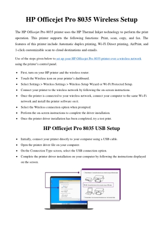 HP Officejet Pro 8035 setup