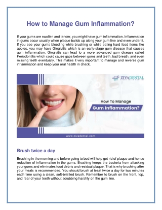 How to Manage Gum Inflammation?