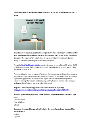 Global USB Wall Socket Market Analysis 2016-2020 and Forecast 2021-2026