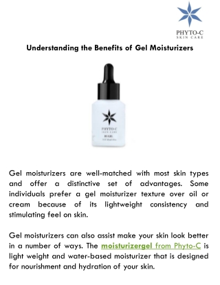 Understanding the Benefits of Gel Moisturizers