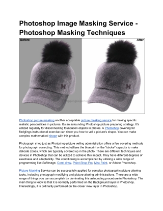 Photoshop Image Masking Service - Photoshop Masking Techniques