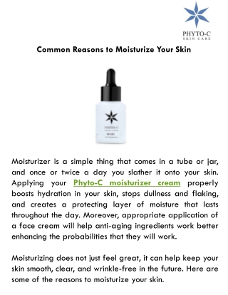 Common Reasons to Moisturize Your Skin