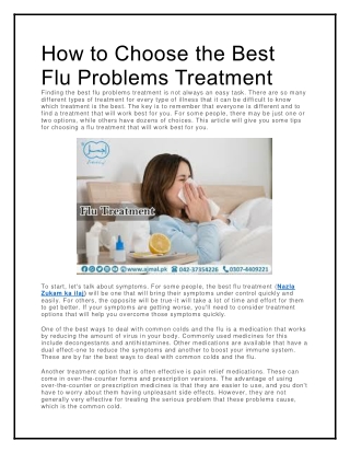 How to Choose the Best Flu Problems Treatment