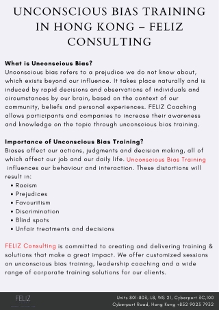 Unconscious Bias Training in Hong Kong – FELIZ Consulting
