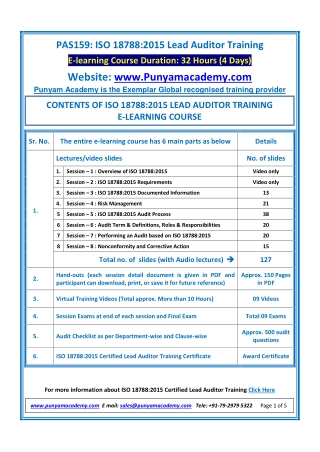 E-learning Course of ISO 18788 lead Auditor Training