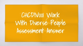 CHCDIV001 Work With Diverse People Assessment Answer