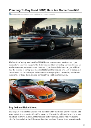 Buy Used BMW Models in Tyler