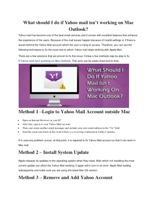 What should I do if Yahoo mail isn’t working on Mac Outlook?