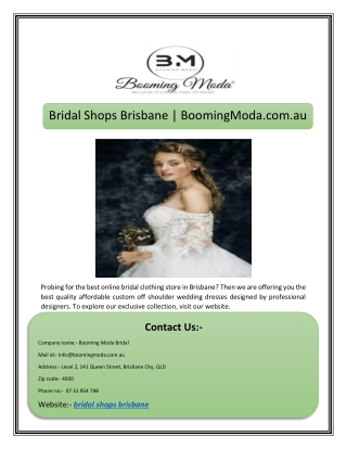 Bridal Shops Brisbane | BoomingModa.com.au