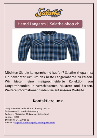 Hemd Langarm | Salathe-shop.ch