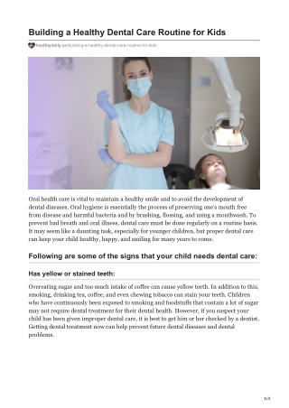 Building a Healthy Dental Care Routine for Kids