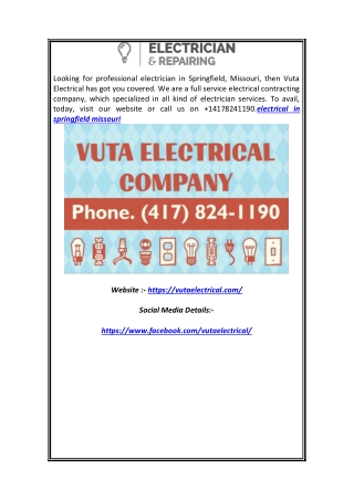 Electrical In Springfield Missouri | Vuta Electrical