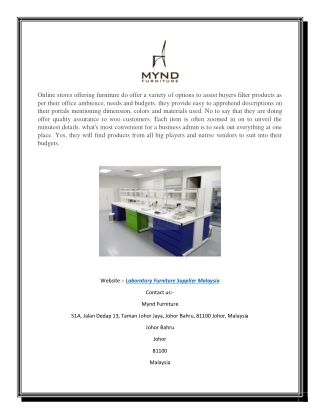 Laboratory Furniture Supplier Malaysia | Myndfurniture.com