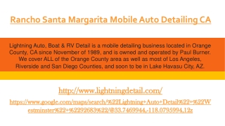 Rancho Santa Margarita Mobile Auto Detailing CA