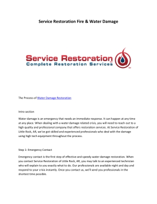 Service Restoration - Water Damage