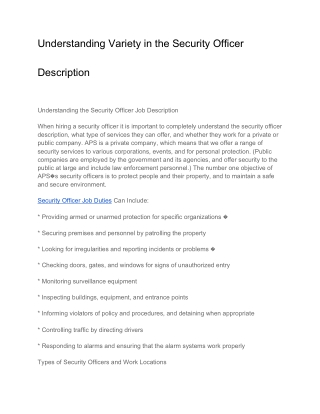 Understanding Variety in the Security Officer Description