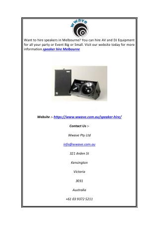 Speaker Hire Melbourne | Wwave.com.au