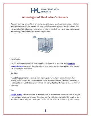 Advantages of Steel Wire Containers