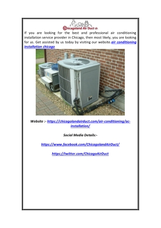 Air Conditioning Installation Chicago | Chicagolandairduct.com