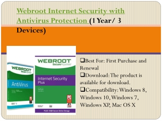 Webroot Internet Security with Antivirus Protection (1 Year/ 3 Devices)