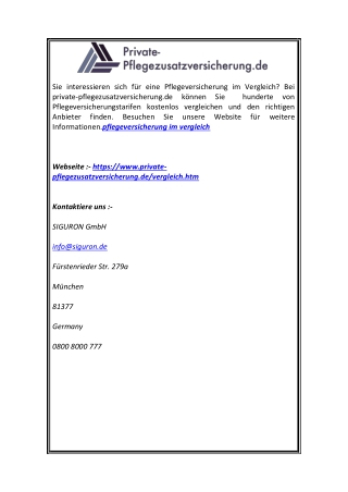 Pflegeversicherung im Vergleich | Private-pflegezusatzversicherung.de