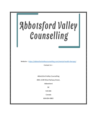 Abbotsford Counselling | Abbotsfordvalleycounselling.com