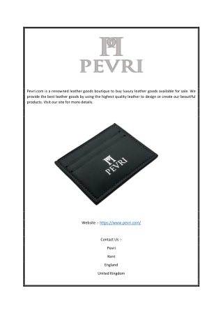 Luxury Leather Goods for Sale Online | Pevri.com