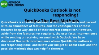 QuickBooks Outlook is not responding! Employ The Best Methods