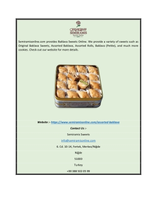 Original Baklava Sweets |Semiramisonline.com