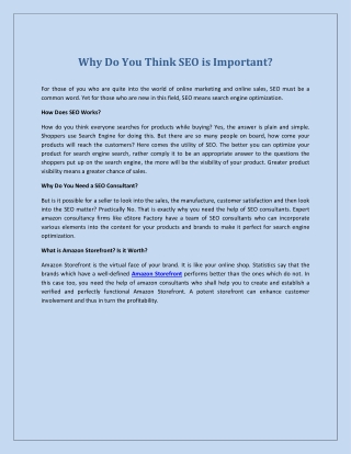 Why Do You Think SEO is Important?