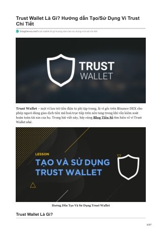 Trust Wallet Là Gì? Hướng dẫn Tạo/Sử Dụng Ví Trust Chi Tiết