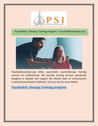 Psychedelic Therapy Training Program | Psychedelicsomatic.org