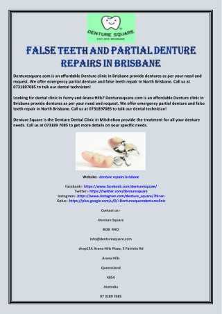 False Teeth and Partial Denture Repairs in Brisbane
