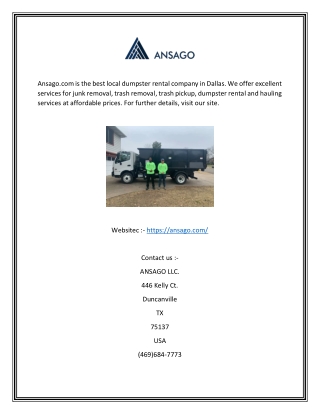 Local Dumpster Rental Company in Dallas | Ansago.com
