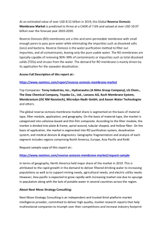 Reverse Osmosis Membrane Market