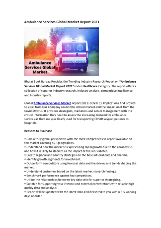 Ambulance Services Global Market Report 2021