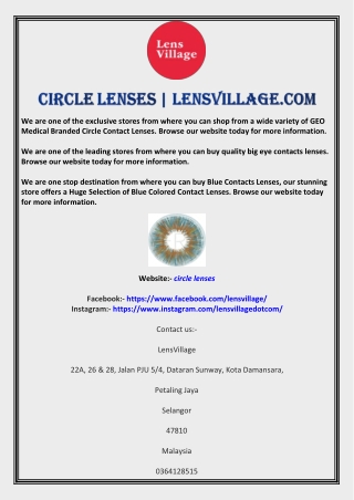 Circle Lenses | Lensvillage.com