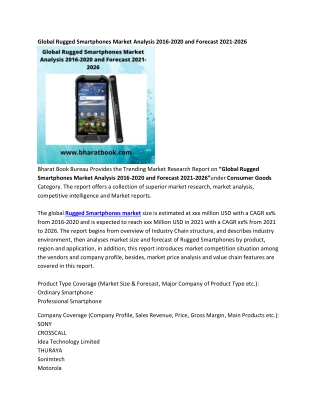 Global Rugged Smartphones Market Forecast 2021-2026