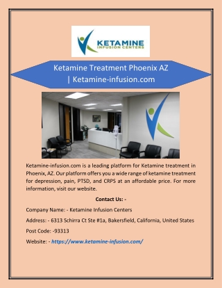 Ketamine Treatment Phoenix AZ | Ketamine-infusion.com