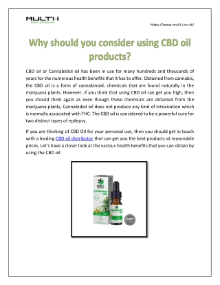Why should you consider using CBD oil products?