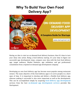 Why To Build Your Own Food Delivery App?